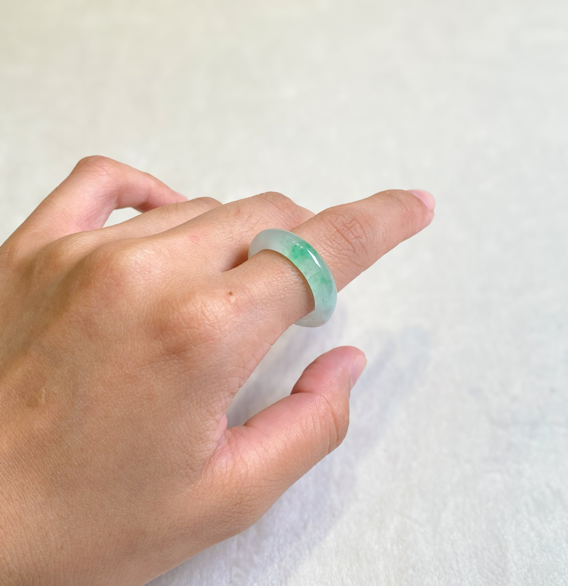 Gransky Genuine Natural Burmese Green Jade Band Ring US 8.5