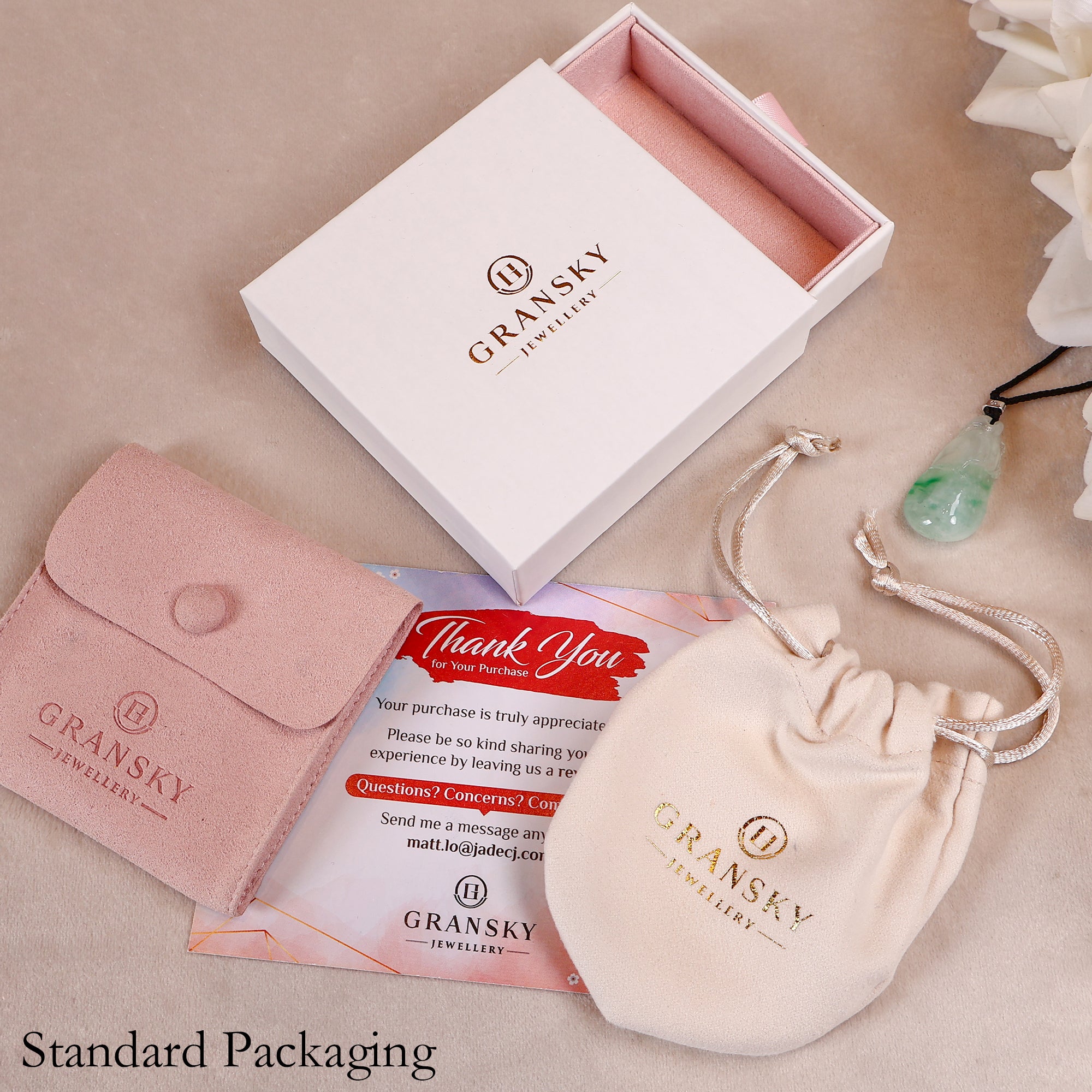 Packaging Box Of Bail Melon Delicate Green Pendant with Real Diamonds and Natural Jadeite