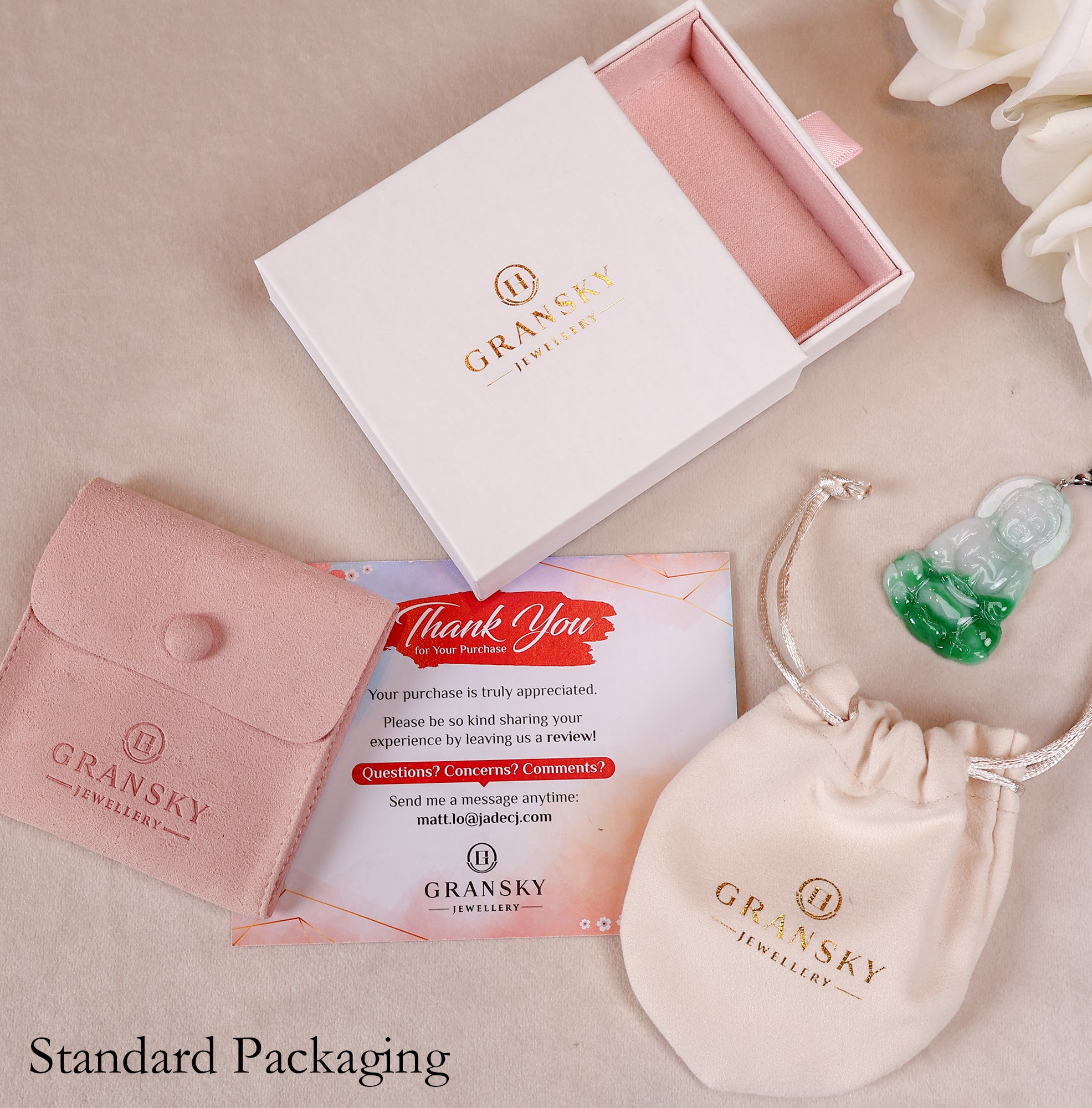 Packaging Box Of GuanYin (Kwan yin) Jadeite Jade Pendant Necklace