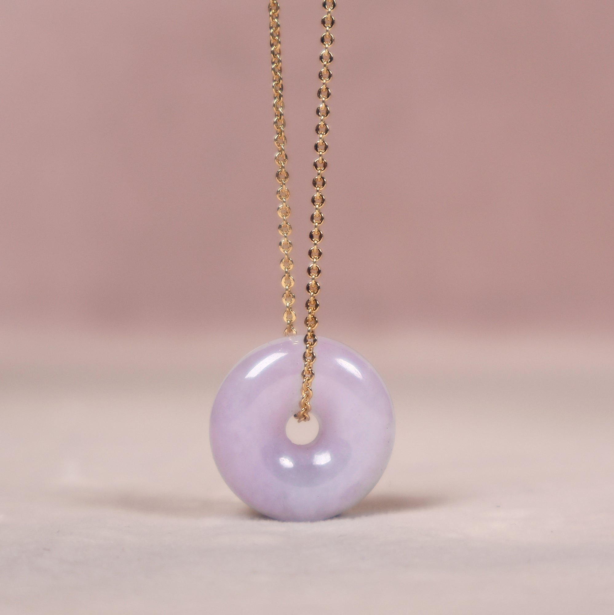 Genuine Jade Donut Disc Pendant Necklace Grade A Burmese Purple Jade Necklace