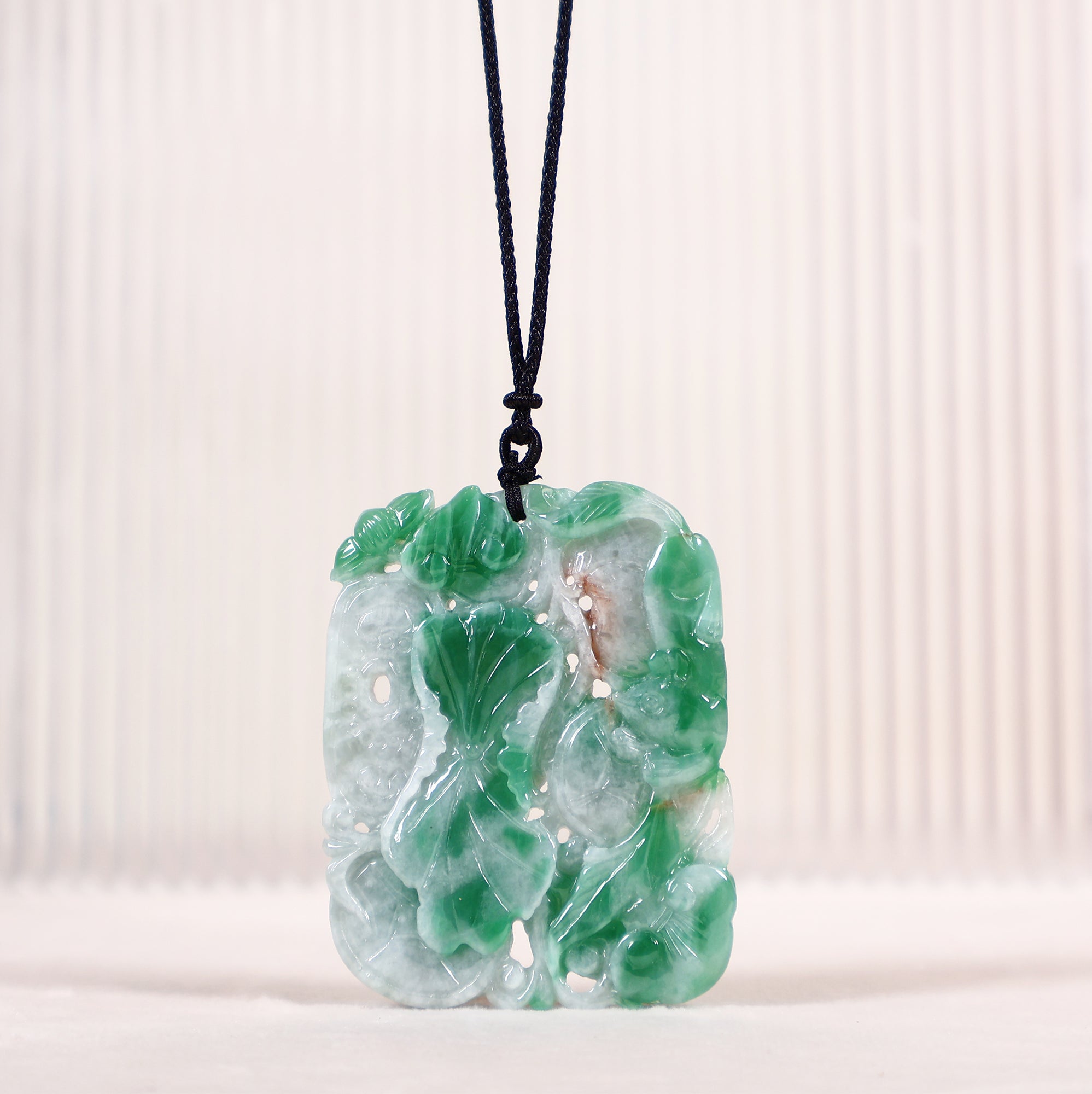 Handmade Carved Green Jade Pendant