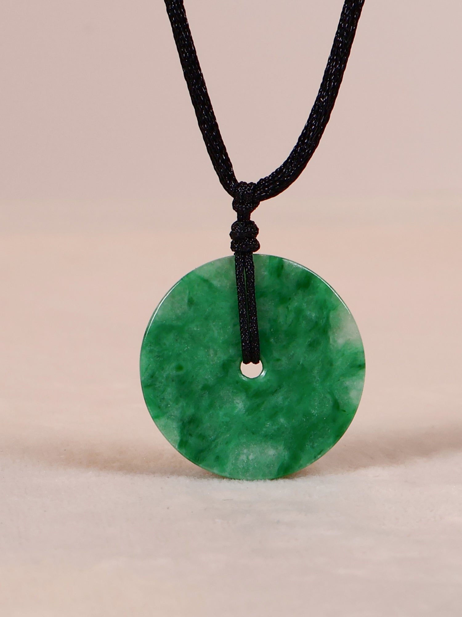 Men's Green Jade Pendant, Peace Jade Disc Pendant