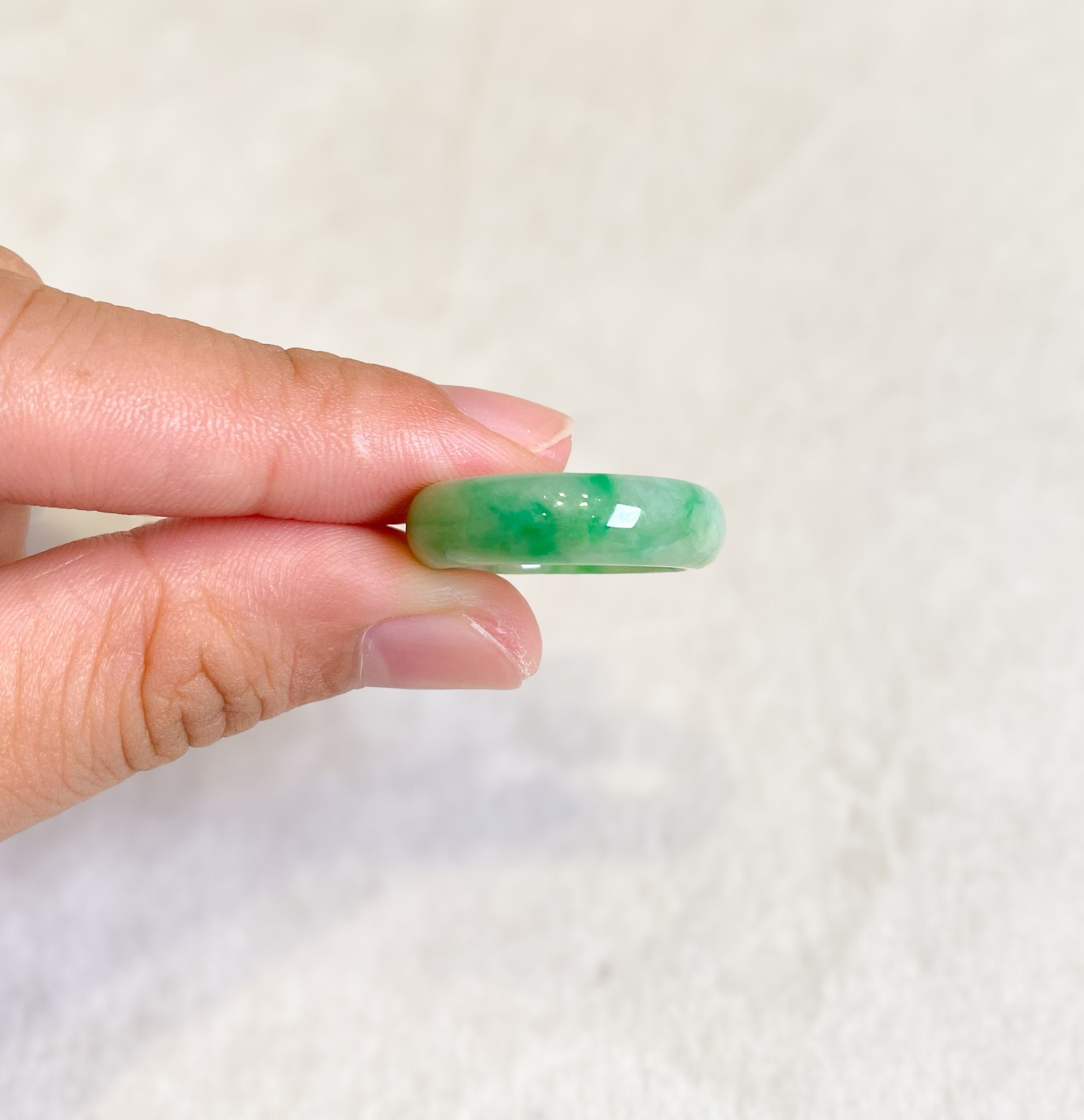 Gransky Grade A Jadeite Natural Green Jade Ring US 7.5