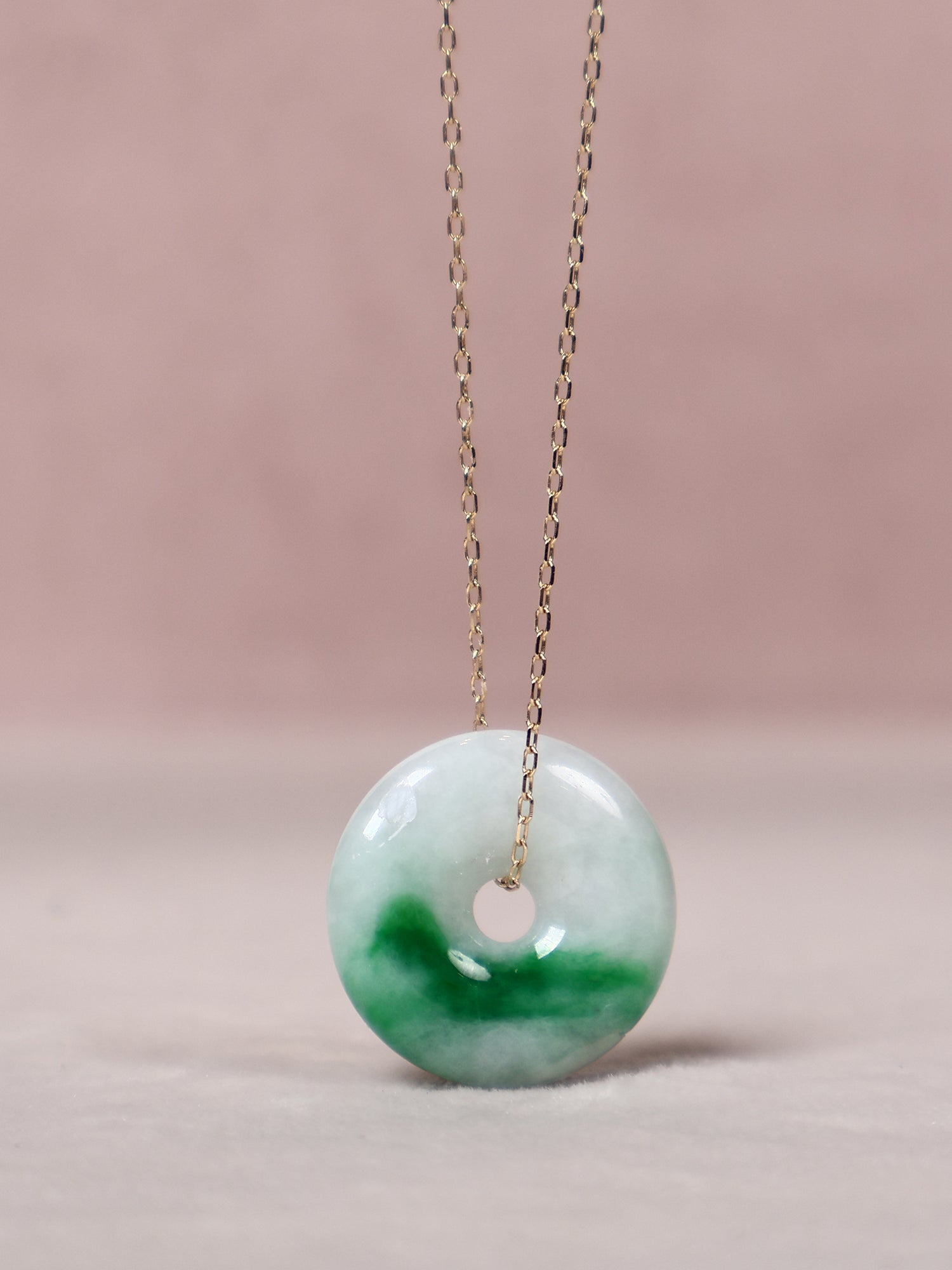 Jade Donut Pendant Necklace Grade A Burmese Green Jadeite