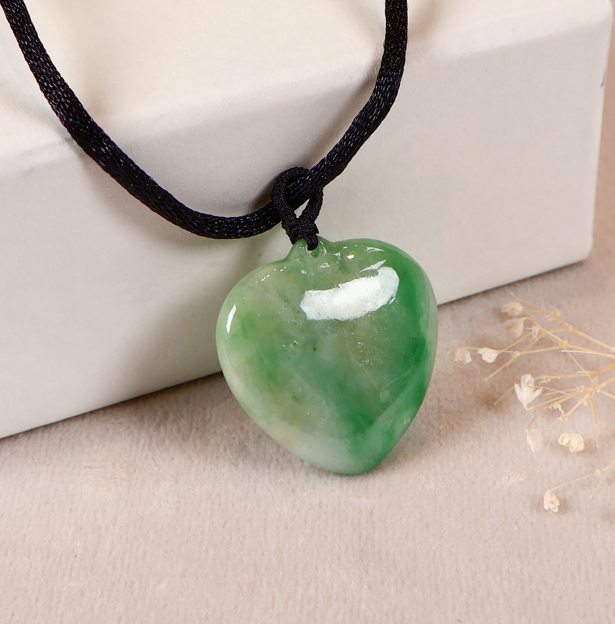 Heart Shape Green Jade Pendant