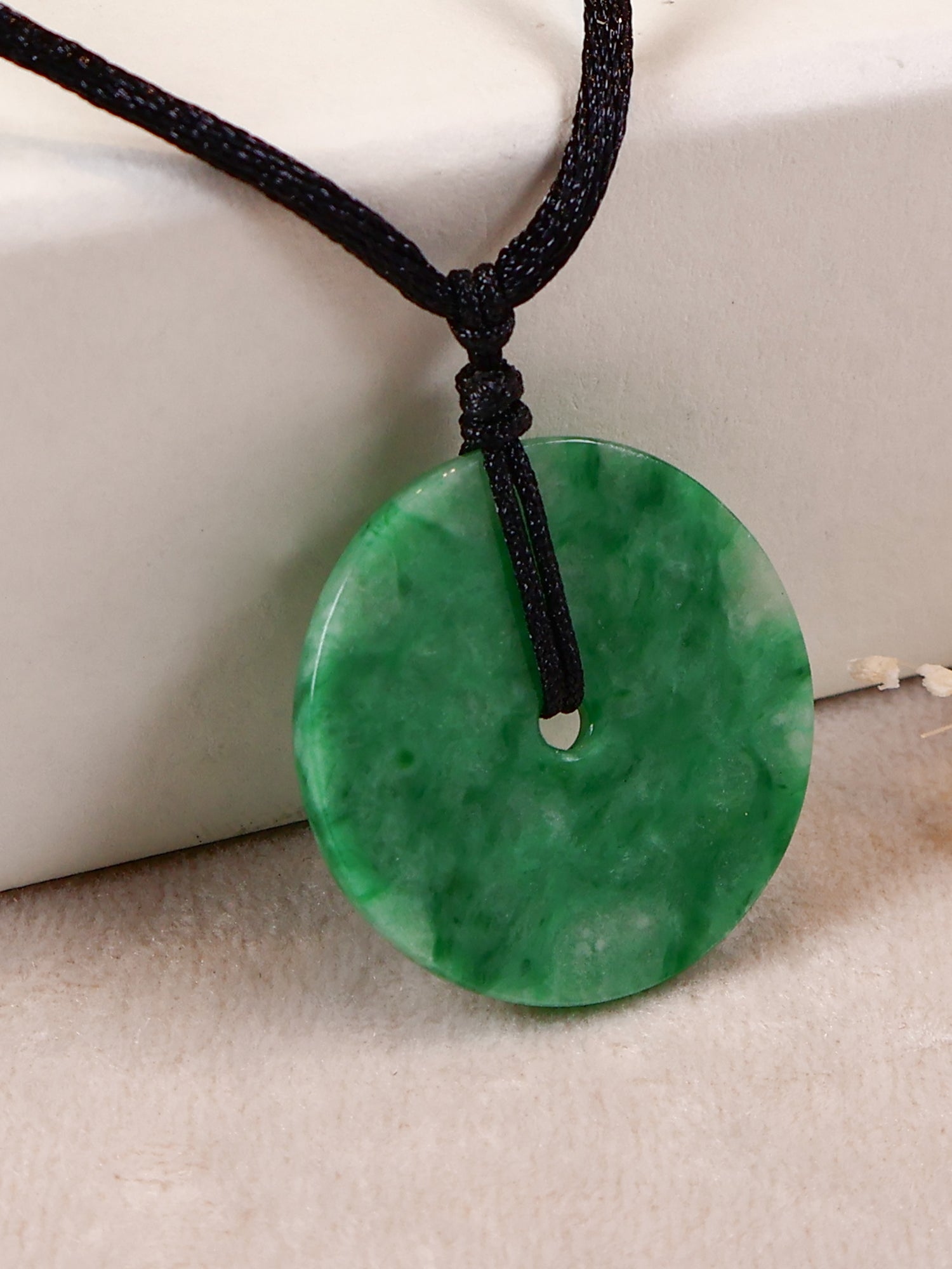 Men's Green Jade Pendant, Peace Jade Disc Pendant
