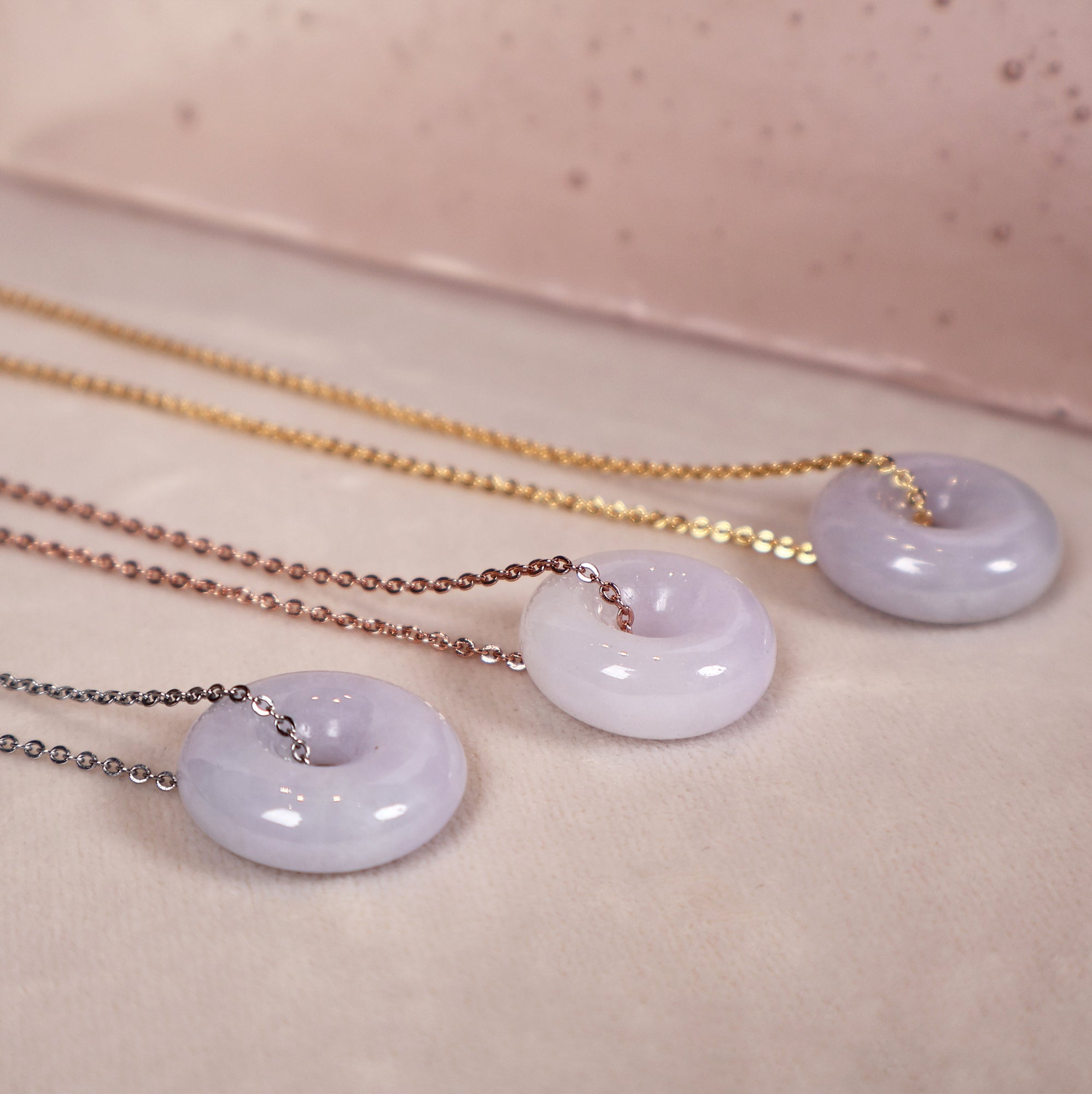 Genuine Jade Donut Disc Pendant Necklace Grade A Burmese Purple Jade Necklace