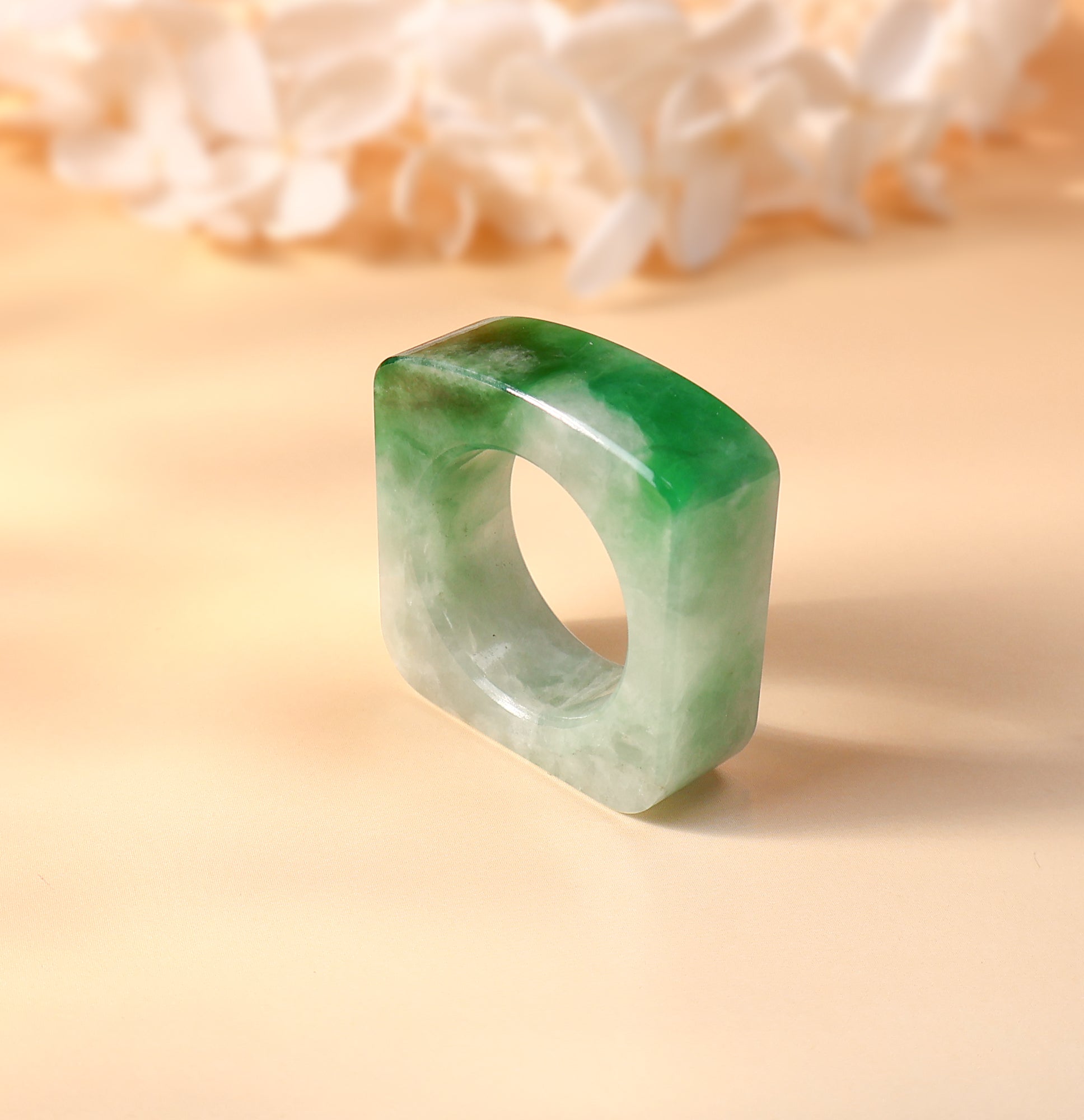 US8.5 Square Flat Top Jade Ring