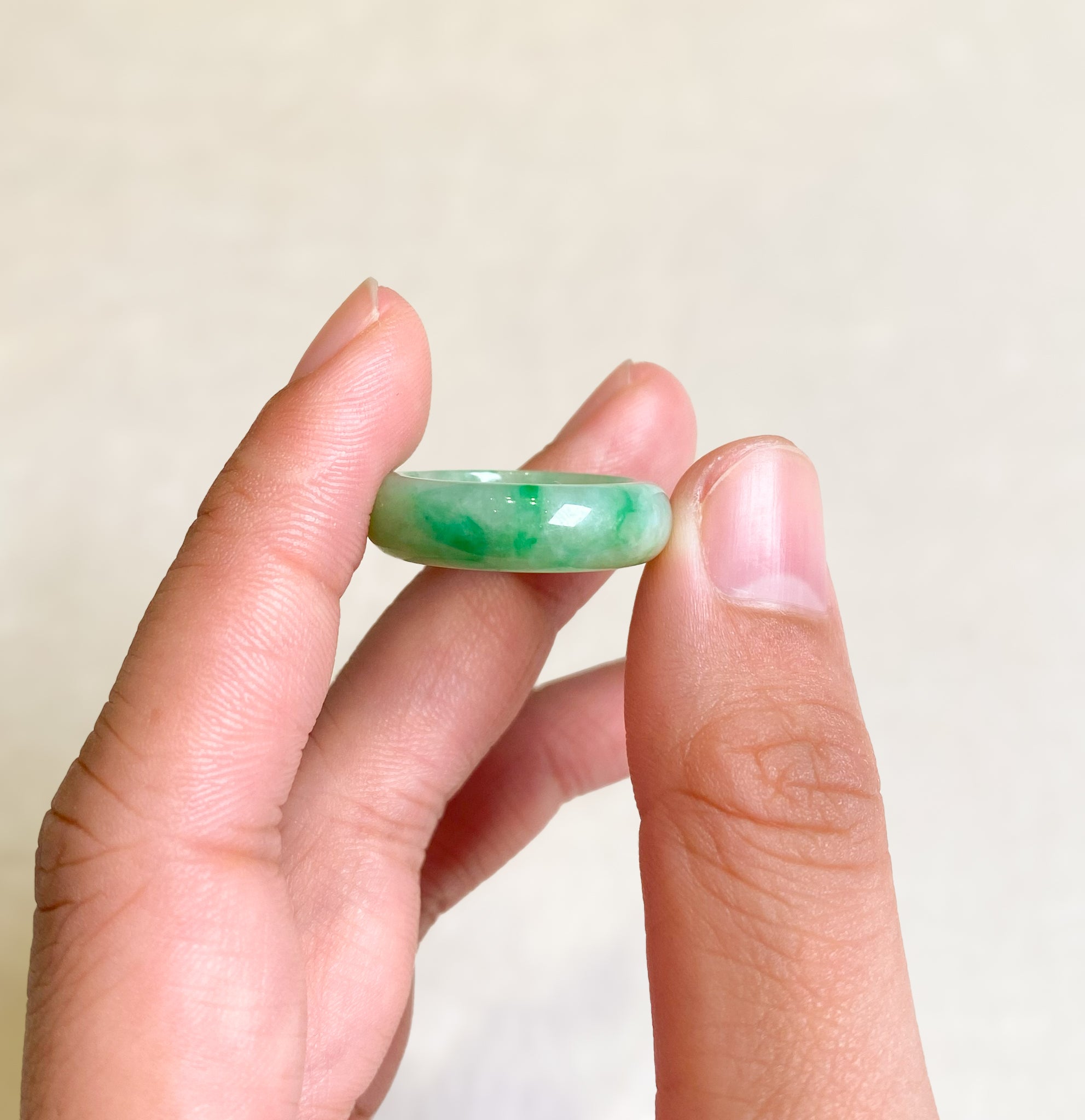 Gransky Grade A Jadeite Natural Green Jade Ring US 7.5