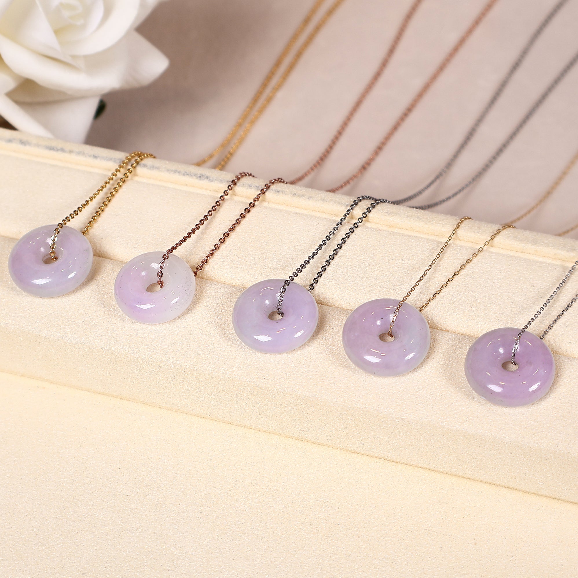 Genuine Jade Donut Disc Pendant Necklace Grade A Burmese Purple Jade Necklace