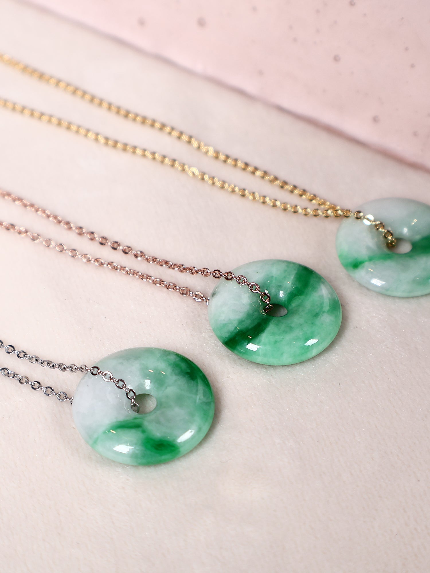 Jade Donut Pendant Necklace Grade A Burmese Green Jadeite