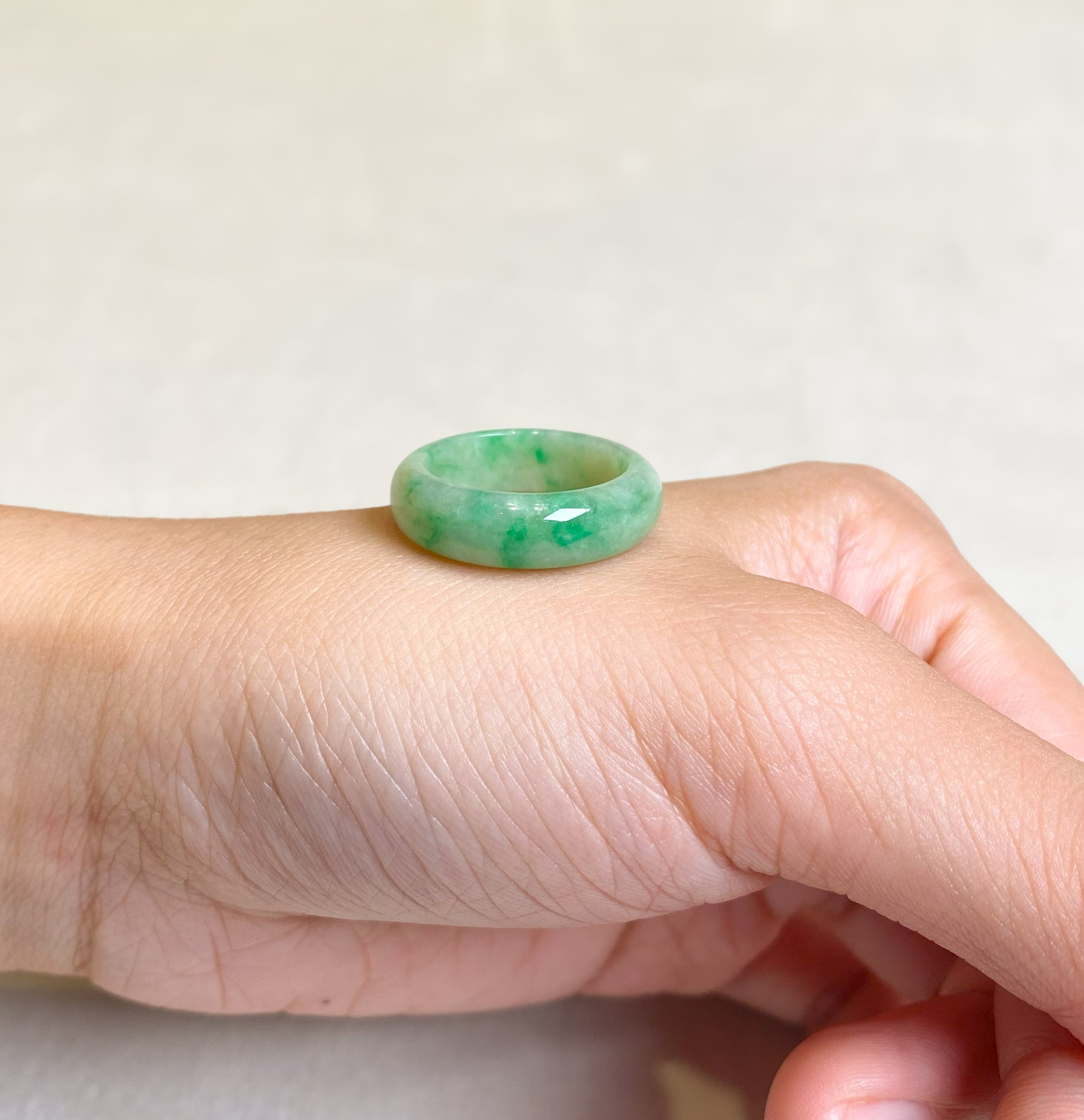 Gransky Grade A Jadeite Natural Green Jade Ring US 7.5