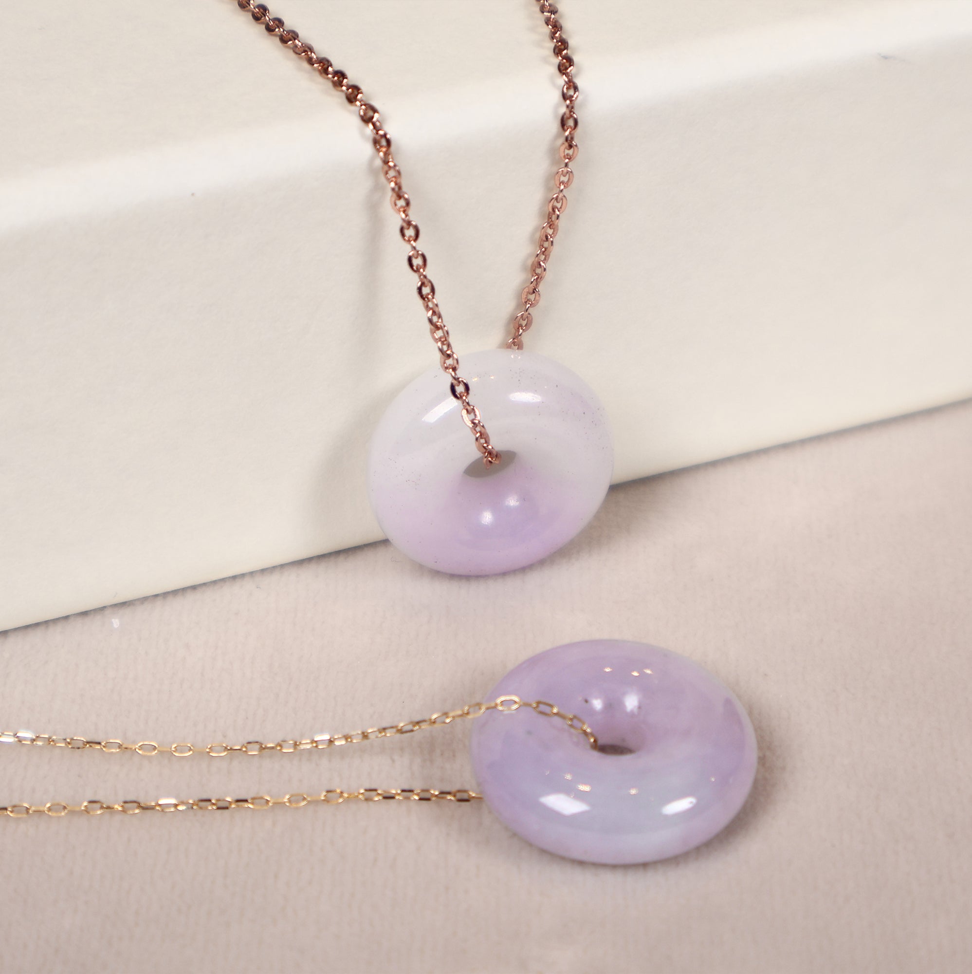 Genuine Jade Donut Disc Pendant Necklace Grade A Burmese Purple Jade Necklace