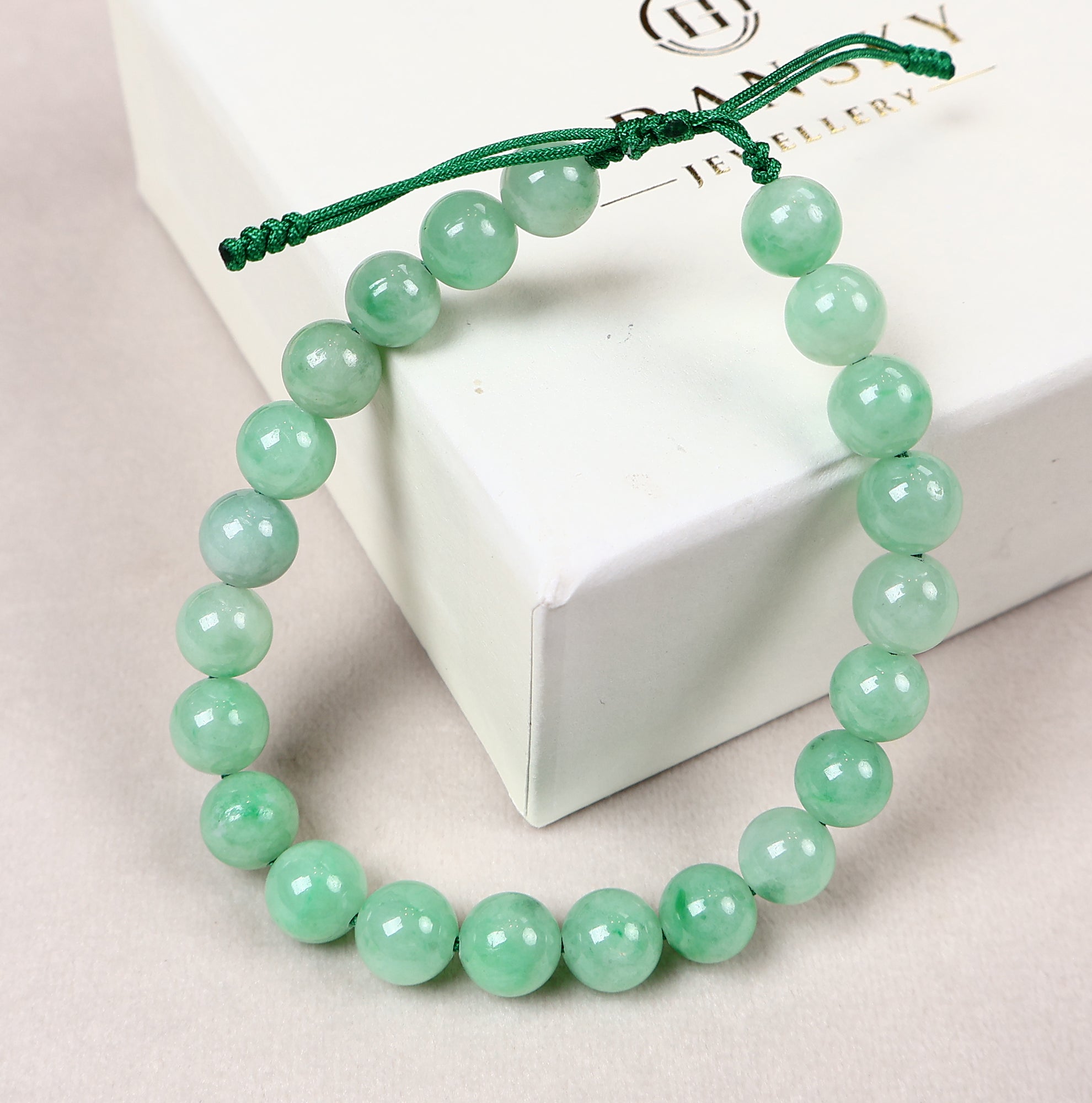 Bright Green Bead Jade Bracelet, Natural Type A Burmese Jade Bracelet for Men/Women