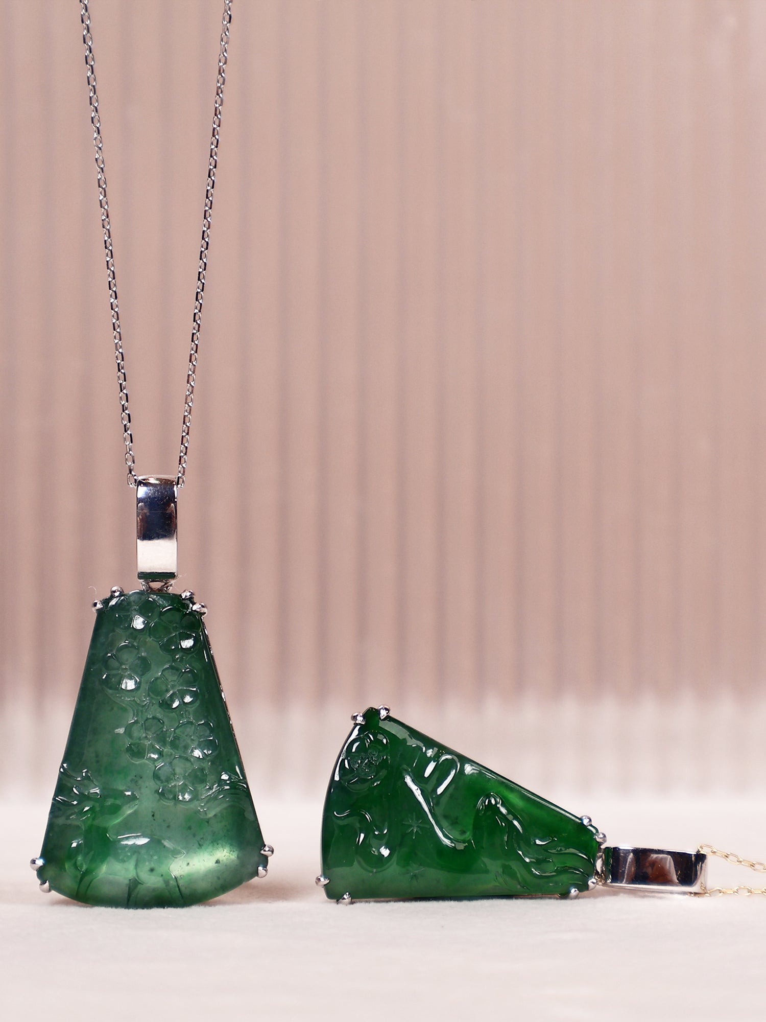 Handmade Carving Sika Deer and Plum Flower Jade Pendant