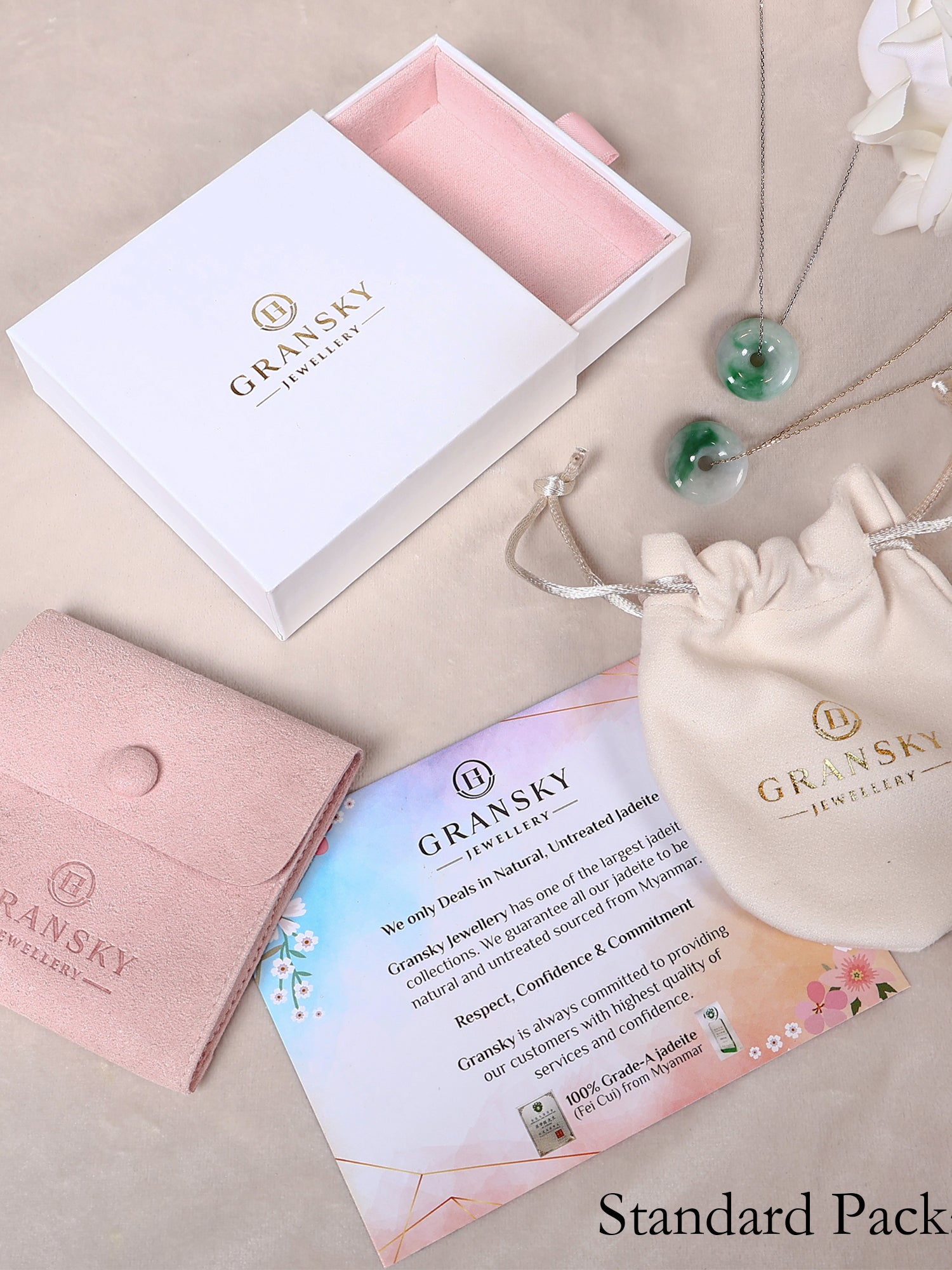 Packaging Of Jade Donut Pendant Necklace Grade A Burmese Green Jadeite