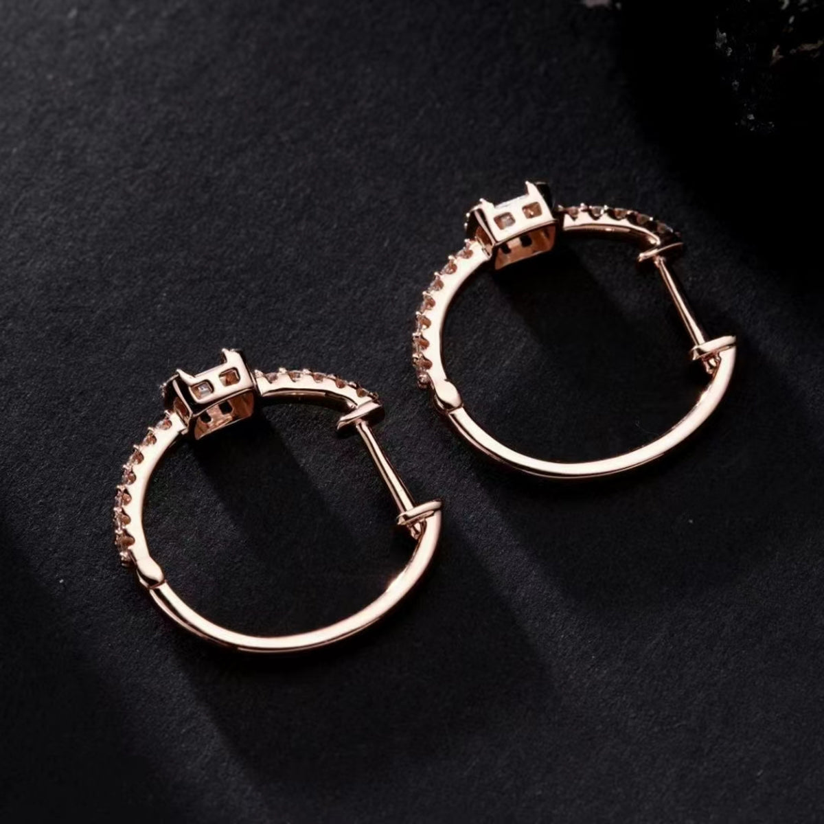 Gransky 18K Rose Gold Diamond Hoop Earrings Dainty Minimalist Fashion Jewelry for Women