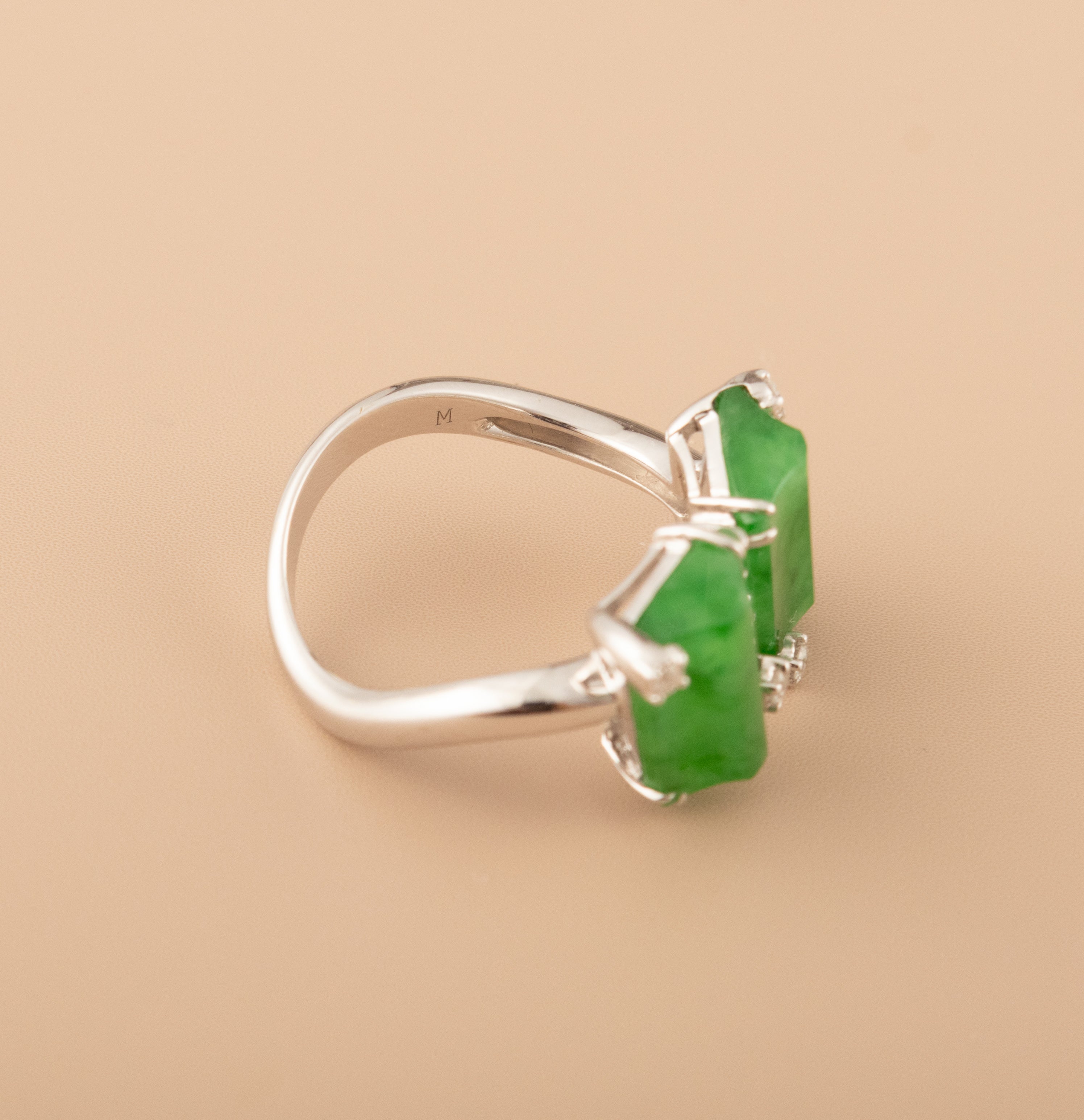 GRANSKY X KATHERINE 18K Gold Inlay Diamond Jade Bypass Ring