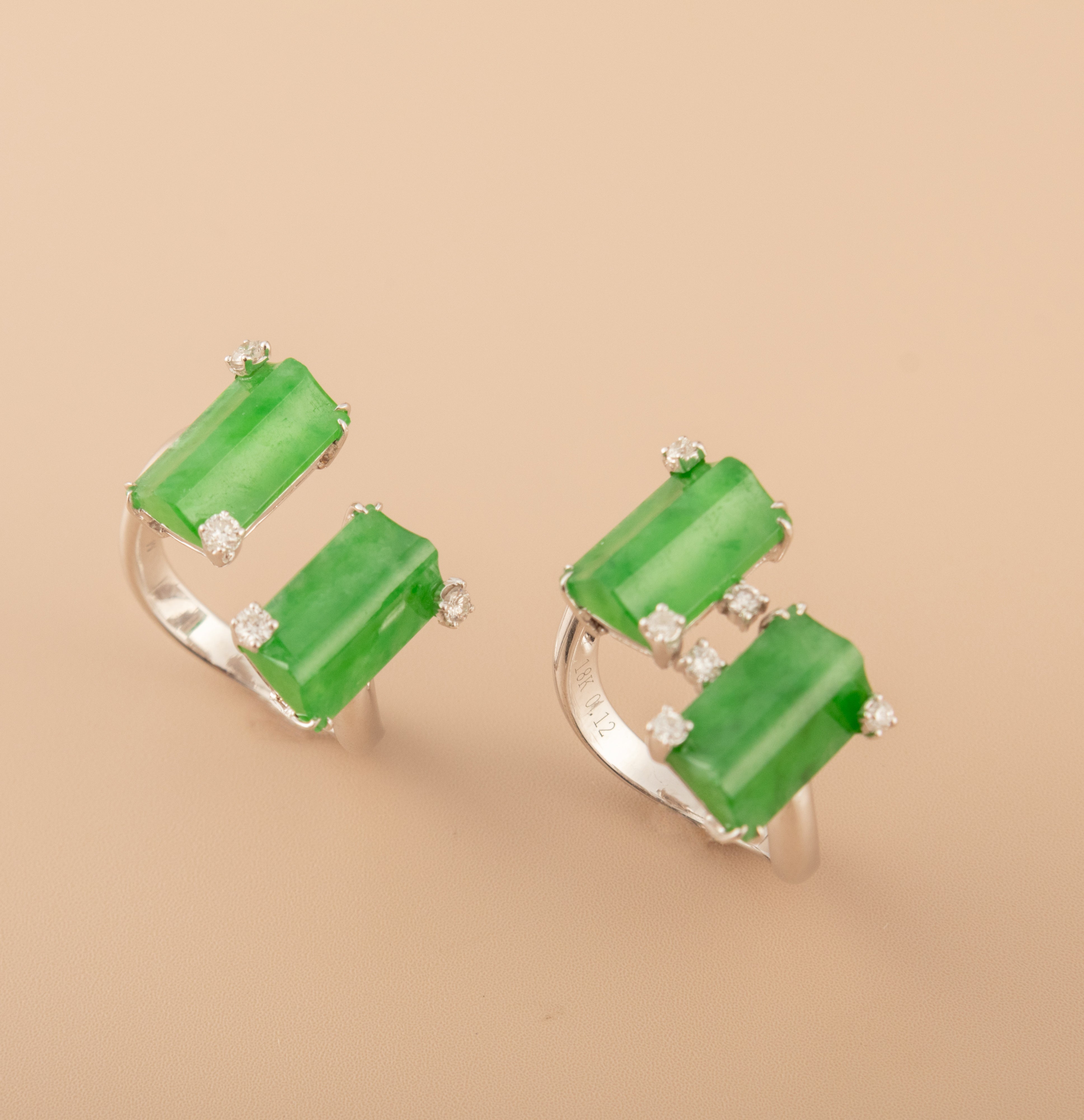 GRANSKY X KATHERINE 18K Gold Inlay Diamond Jade Bypass Ring