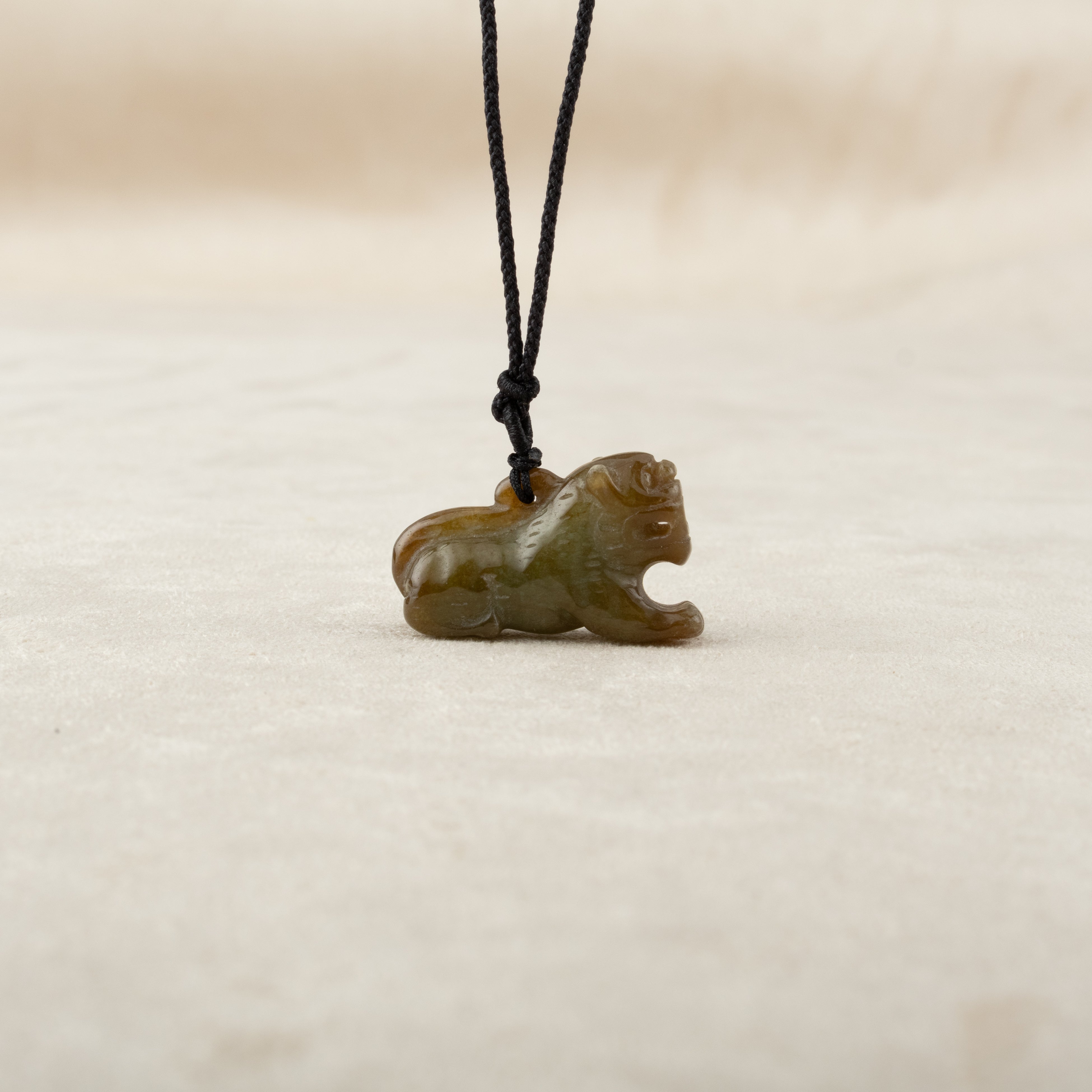 Burmese A Grade Yellow Jade Carving Qilin Jadeite Pendant Necklace