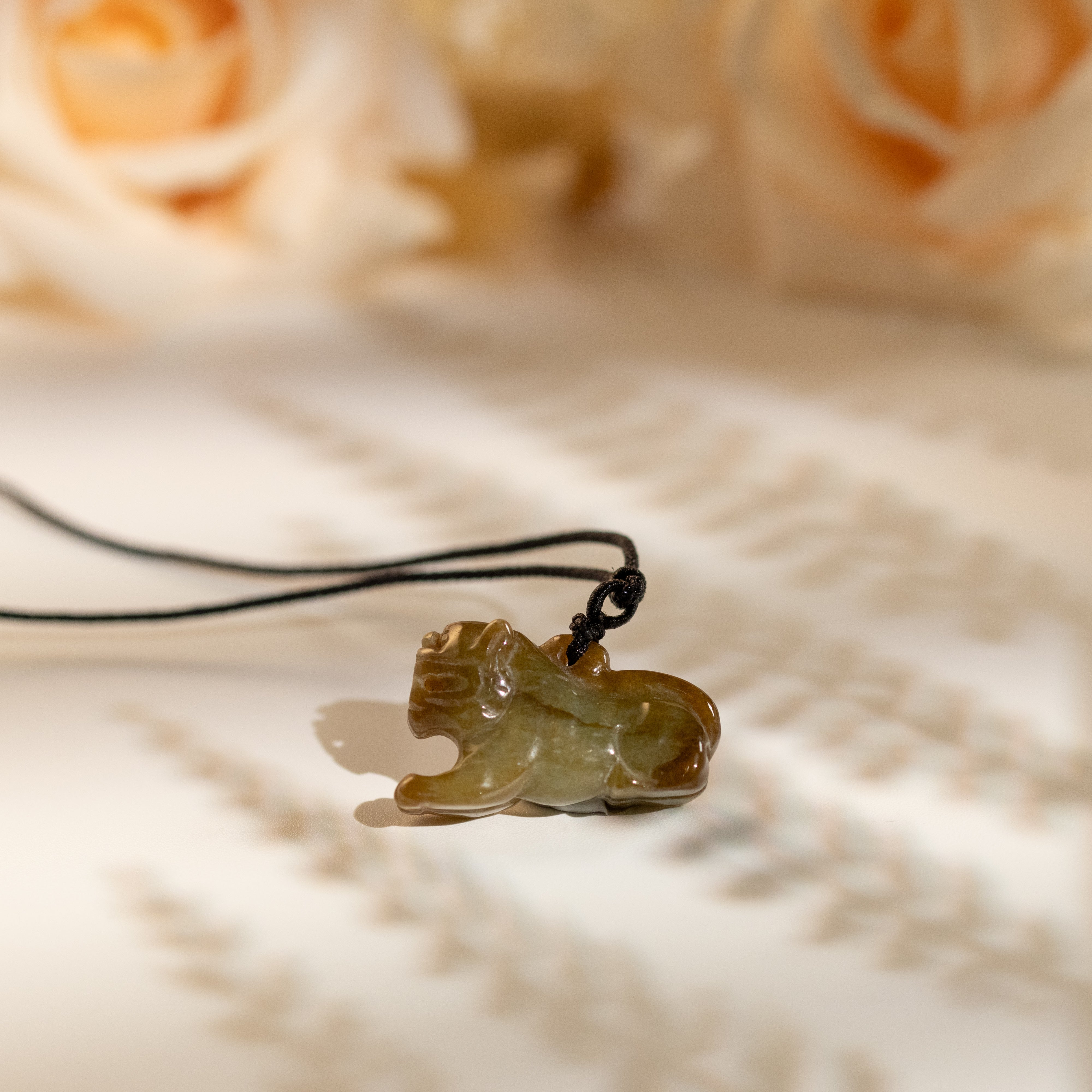 Burmese A Grade Yellow Jade Carving Qilin Jadeite Pendant Necklace