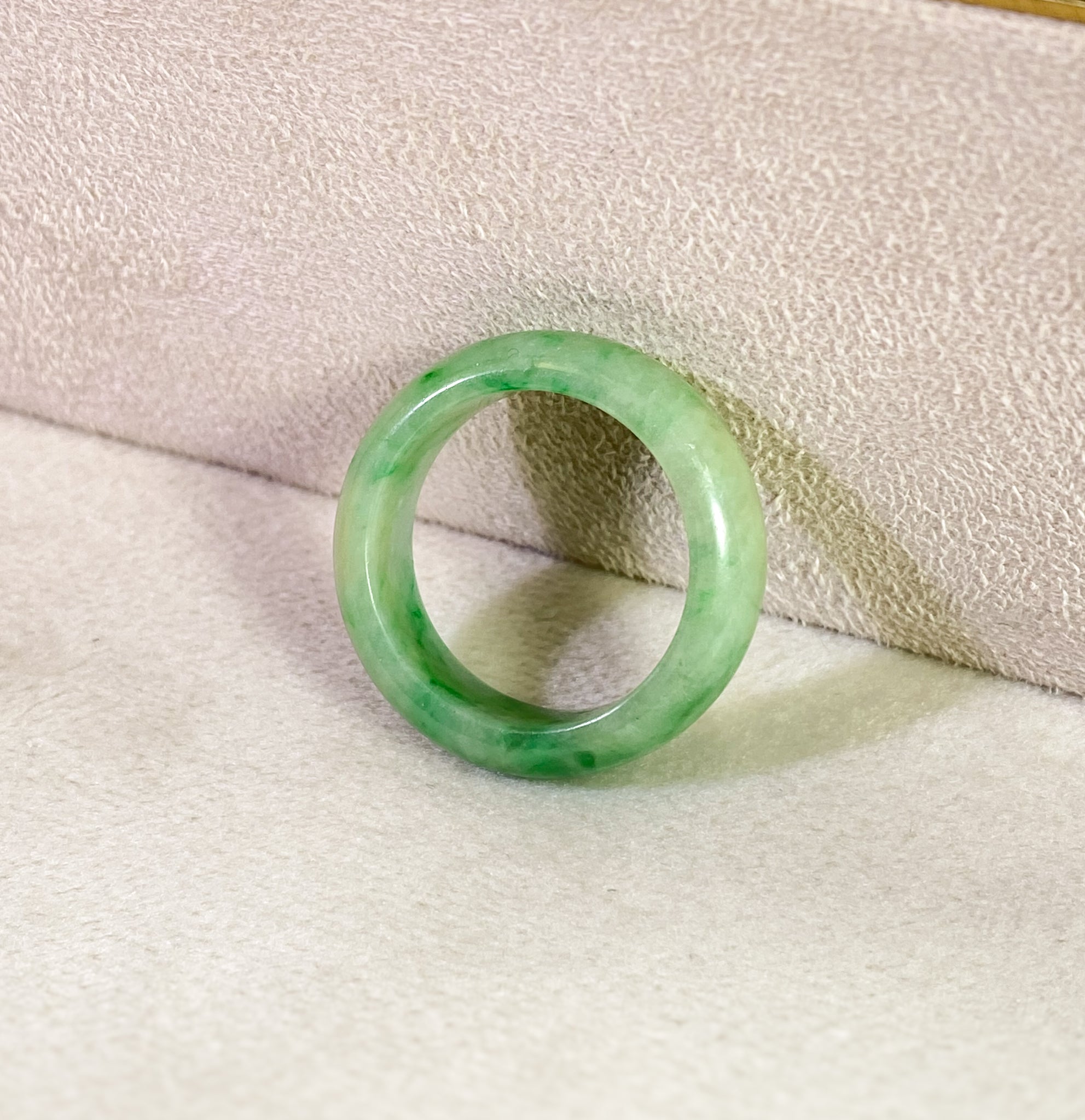 Gransky Grade A Jadeite Natural Green Jade Ring US 7.5