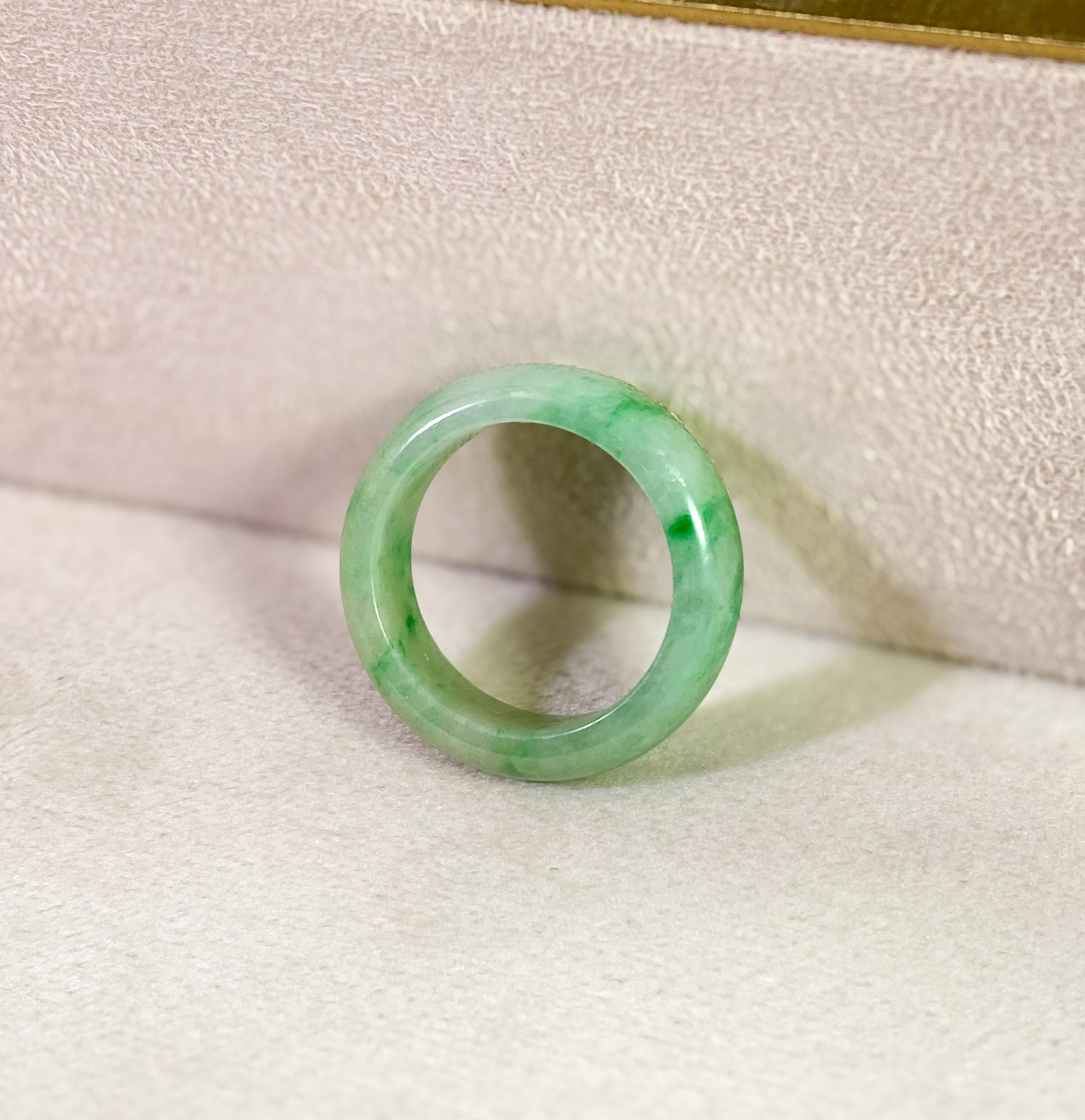 Gransky Grade A Jadeite Natural Green Jade Ring US 7.5