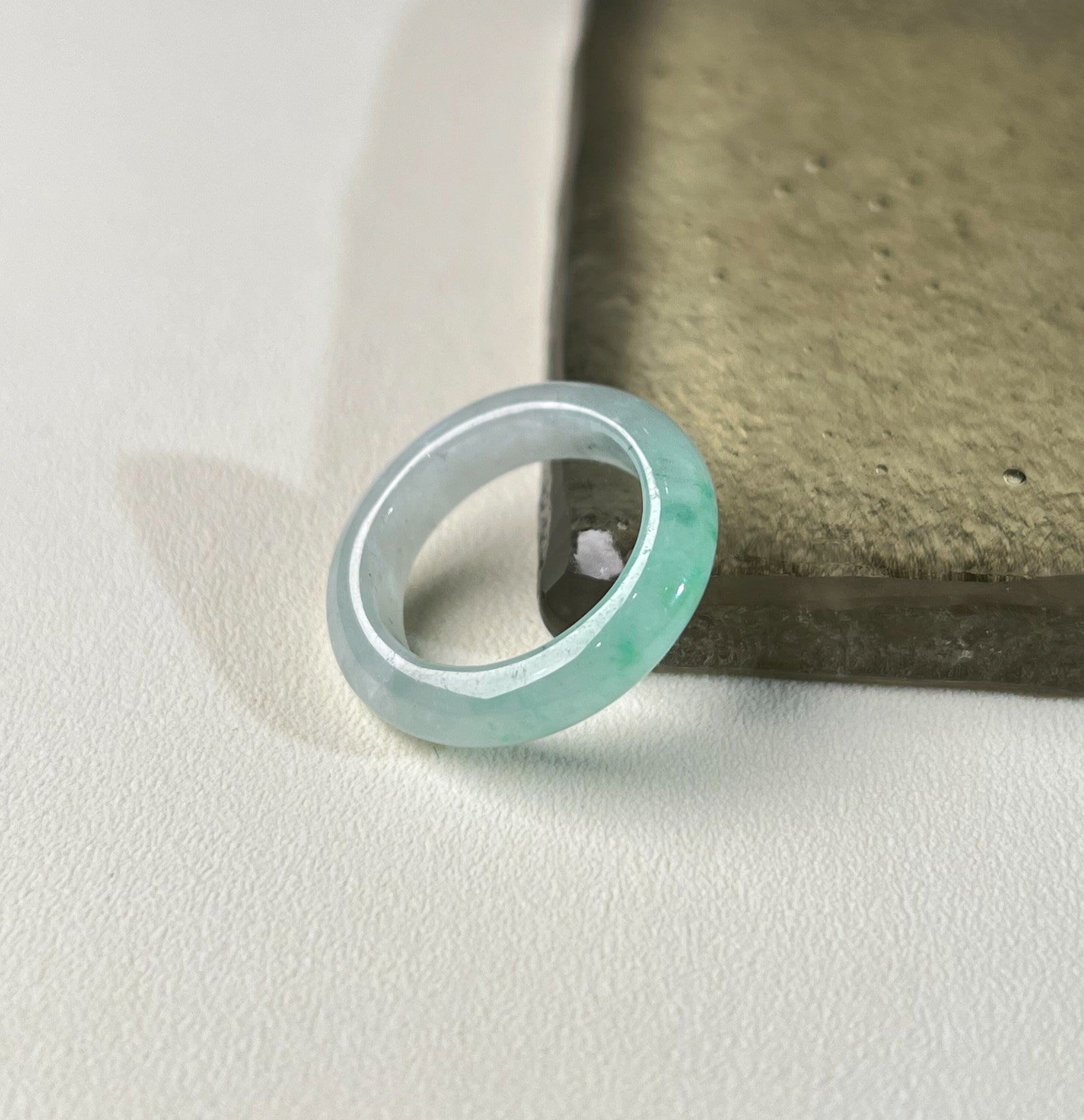 Gransky Natural Burmese Green Jade Ring Jewelry for woman