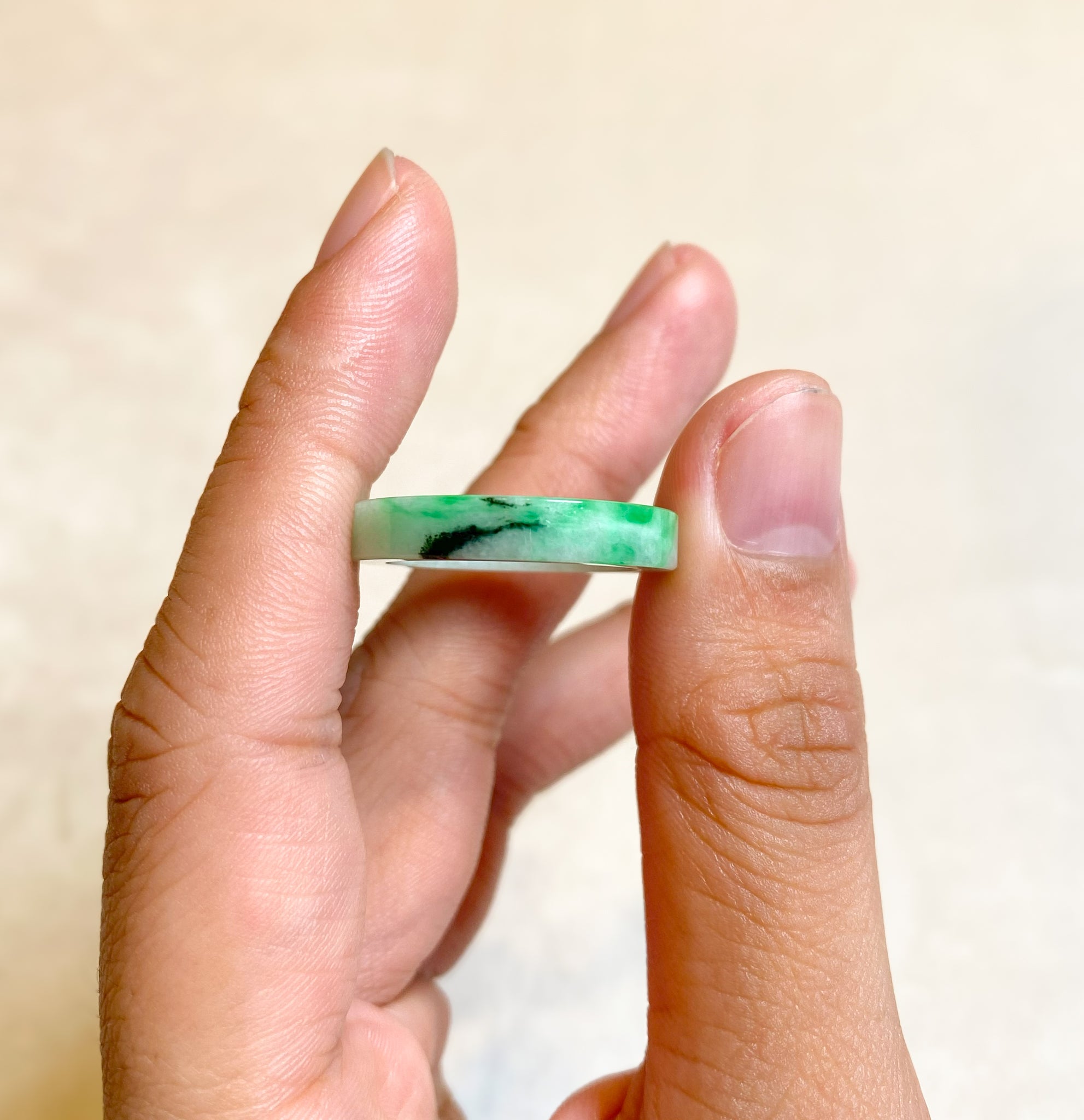 Gransky Handmade Natural Minimalist Jadeite Ring