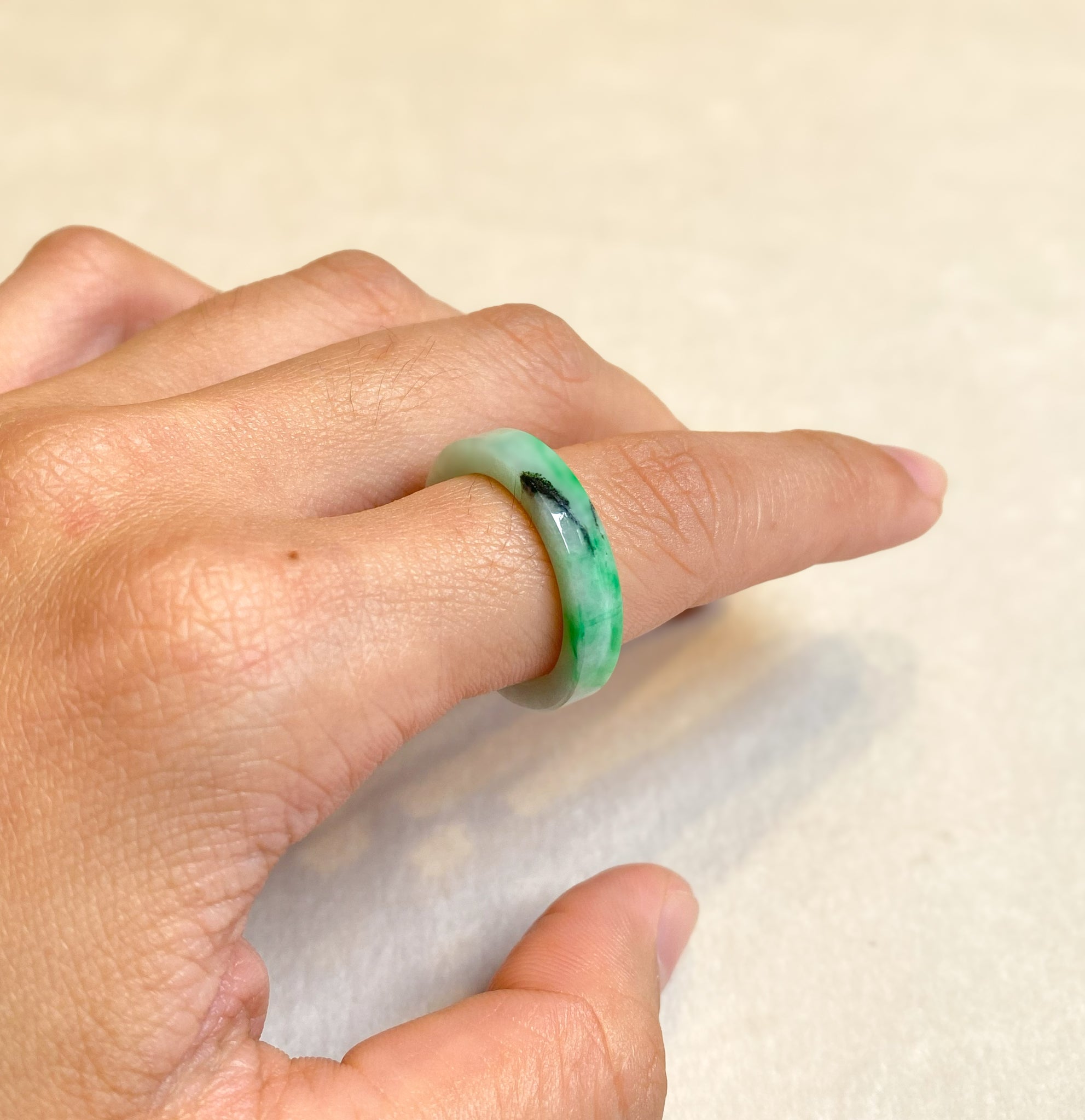 Gransky Handmade Natural Minimalist Jadeite Ring