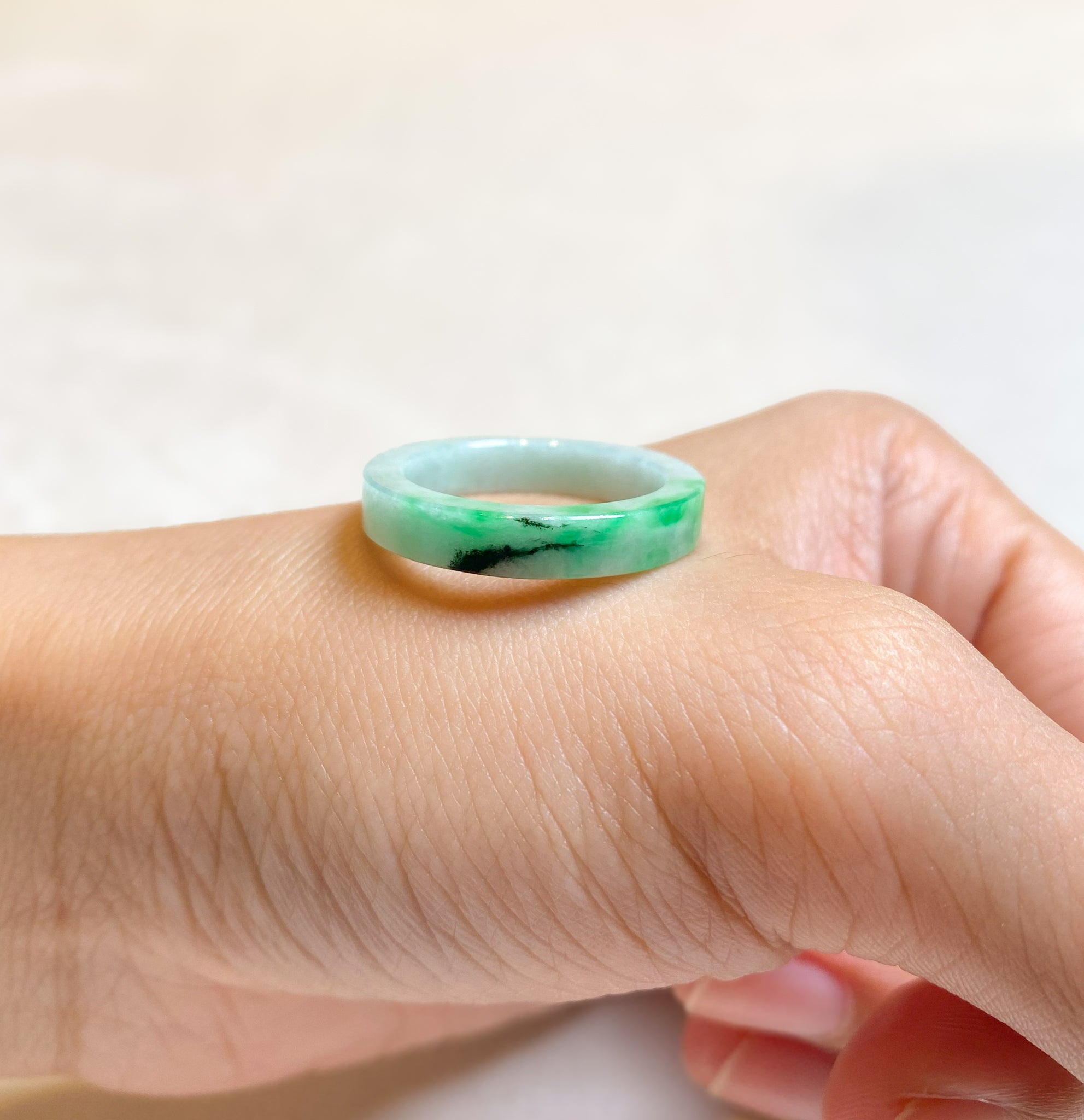 Gransky Handmade Natural Minimalist Jadeite Ring