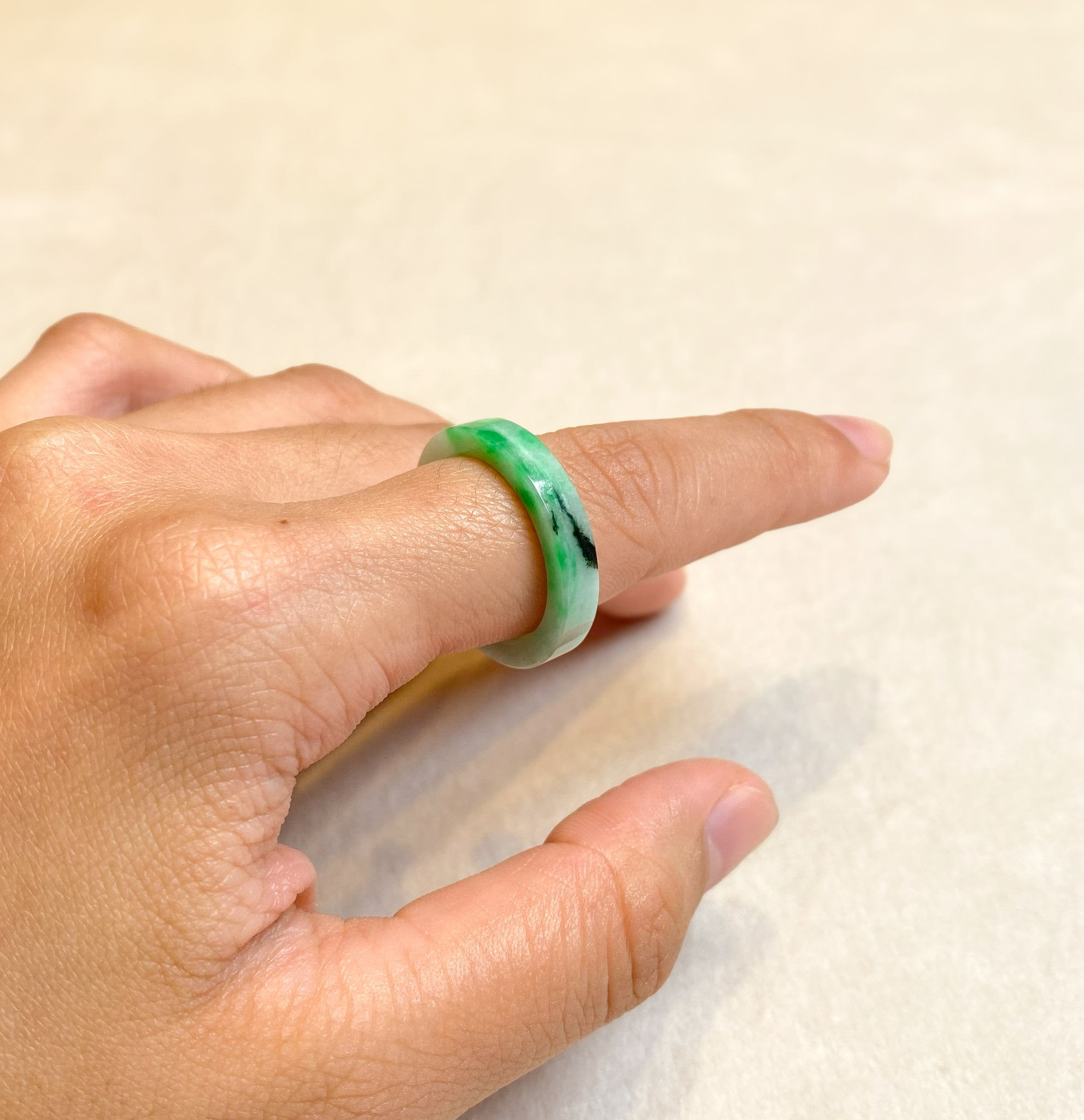 Gransky Handmade Natural Minimalist Jadeite Ring