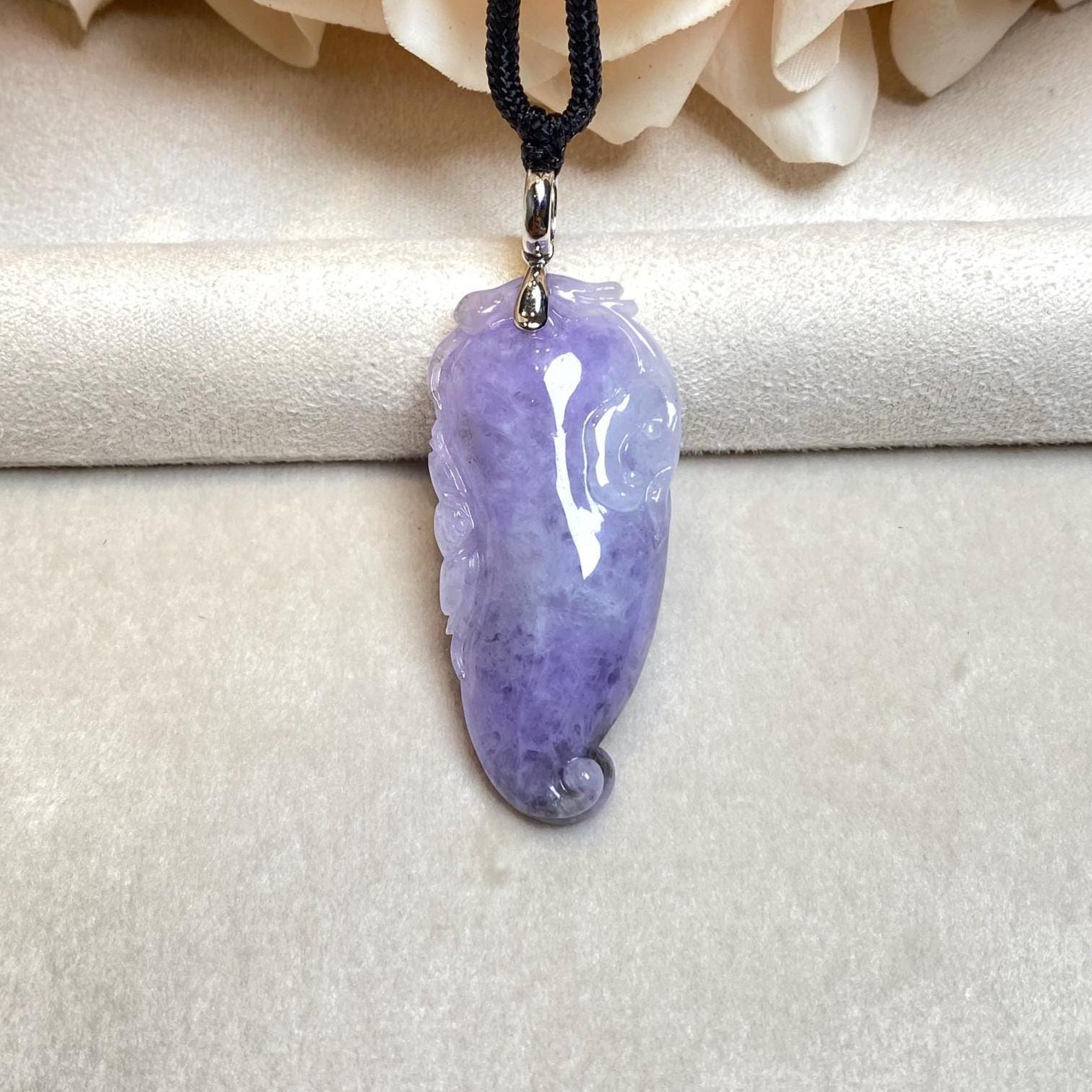 イーシャペンダント Rare Imperial Purple Jade Melon Pendant Necklace – 18K White Gold