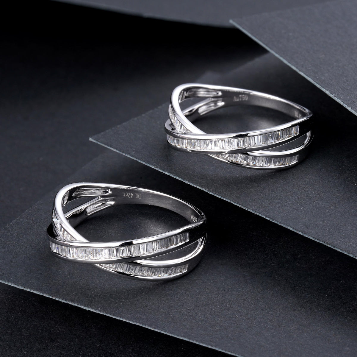 Gransky 18K White Gold Natural Diamond Baguette Crossover Band For Women