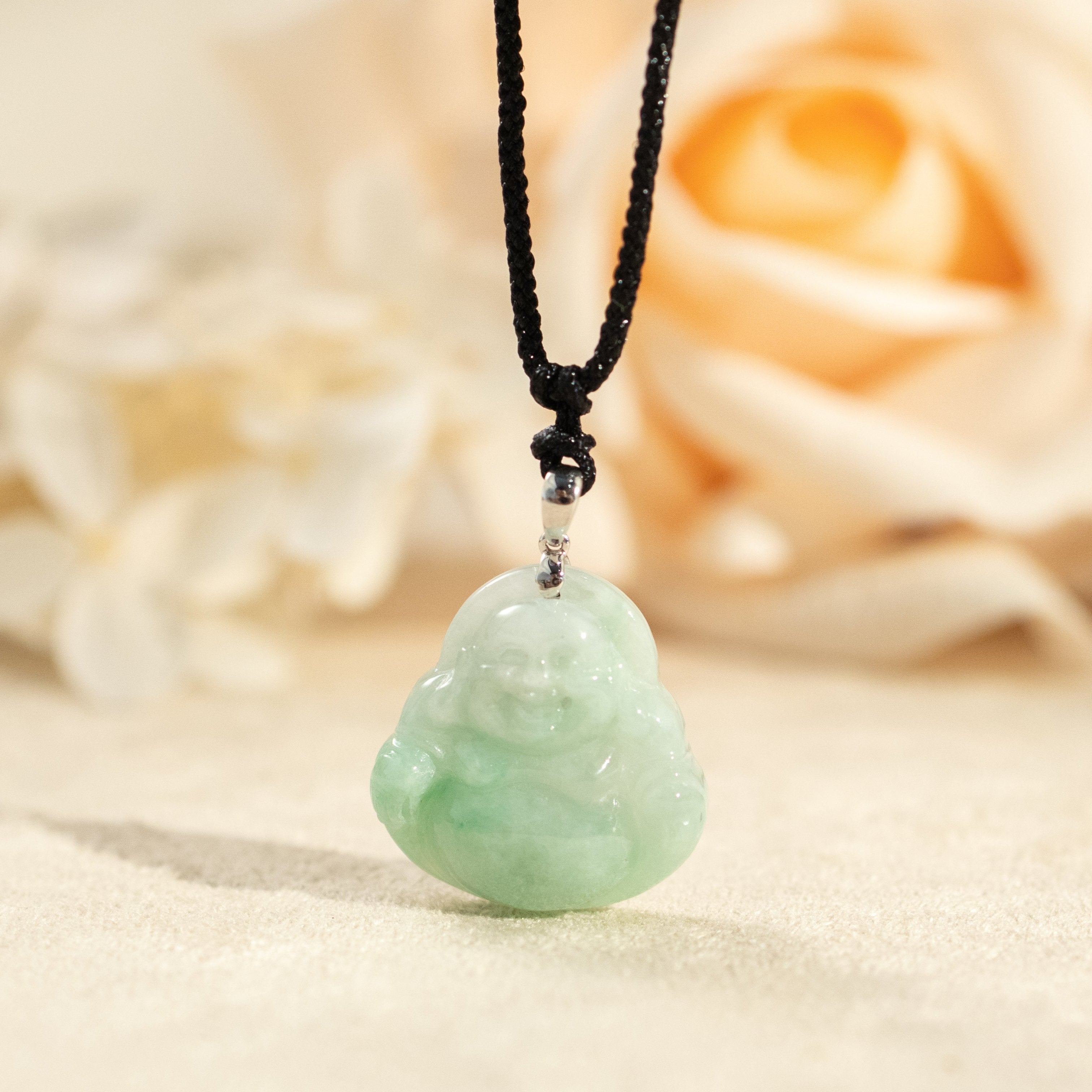 Vintage Pierced Jade Pendant Necklace, 14K Gold Carved
